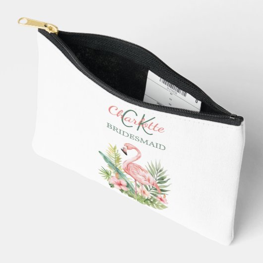 Roze flamingo tropisch monogram bruidsmeisje etui (Open)