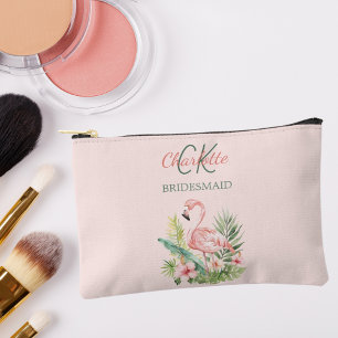 Roze flamingo tropisch monogram bruidsmeisje etui