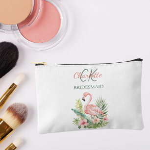 Roze flamingo tropisch monogram bruidsmeisje etui