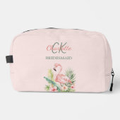 Roze flamingo tropisch monogram bruidsmeisje toilettasje (Voorkant)