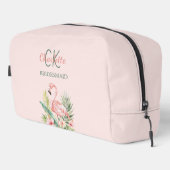 Roze flamingo tropisch monogram bruidsmeisje toilettasje (Rechterhoek)