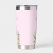 Roze flamingo tropisch monogram geïsoleerde drinkbeker (Links)