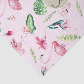 Roze Flamingo Tropisch Monogram Letter Initiaal Tissuepapier (Detail)