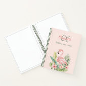 Roze flamingo tropisch monogram notitieboek (Binnen)