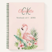 Roze flamingo tropisch monogram notitieboek (Voorkant)