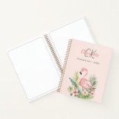 Roze flamingo tropisch monogram notitieboek (Binnen)