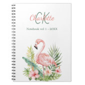 Roze flamingo tropisch monogram notitieboek (Voorkant)