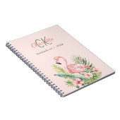 Roze flamingo tropisch monogram notitieboek (Rechterzijde)