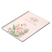 Roze flamingo tropisch monogram notitieboek (Linkerzijde)