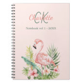 Roze flamingo tropisch monogram notitieboek (Voorkant)