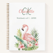 Roze flamingo tropisch monogram notitieboek (Voorkant)