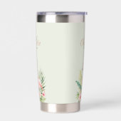 Roze flamingo tropisch monogram salie groen geïsoleerde drinkbeker (Links)