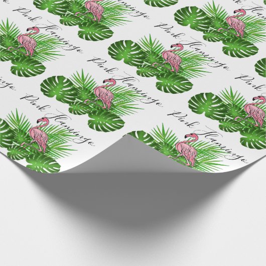 Roze flamingo, tropisch oerwoud Verlof Cadeaupapier (Hoek)