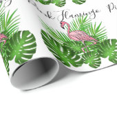Roze flamingo, tropisch oerwoud Verlof Cadeaupapier (Rol Hoek)