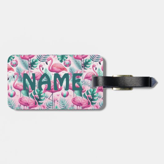 Roze Flamingo Tropisch Ontwerp Bagagelabel (Achterkant horizontaal)