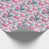 Roze Flamingo Tropisch Ontwerp Cadeaupapier (Hoek)