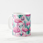 Roze Flamingo Tropisch Ontwerp Koffiemok (Voorkant links)