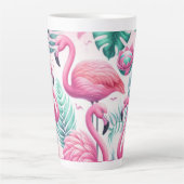 Roze Flamingo Tropisch Ontwerp Latte Mok (Voorkant)