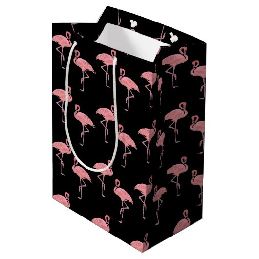 Roze Flamingo Tropisch Ontwerp Medium Cadeauzakje (Achterkant Gekanteld)