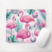 Roze Flamingo Tropisch Ontwerp Muismat (Met muis)