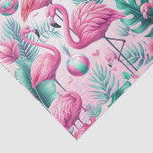 Roze Flamingo Tropisch Ontwerp Tissuepapier (Detail)