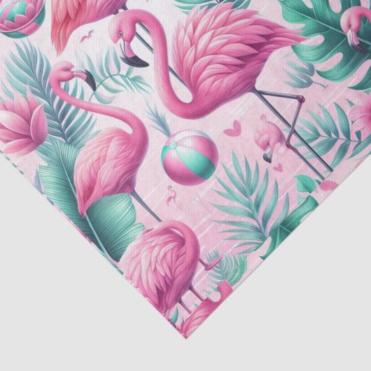 Roze Flamingo Tropisch Ontwerp Tissuepapier (Detail)