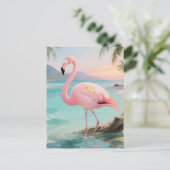 Roze Flamingo Tropisch Paradijs Briefkaart (Staand voorkant)