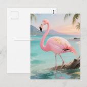 Roze Flamingo Tropisch Paradijs Briefkaart (Voorkant / Achterkant)