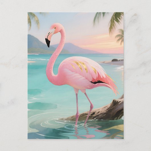 Roze Flamingo Tropisch Paradijs Briefkaart (Voorkant)
