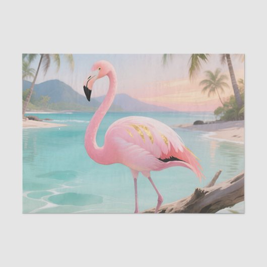 Roze Flamingo Tropisch Paradijs Tissuepapier (Voorkant)