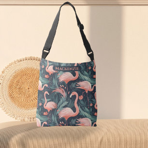 Roze Flamingo Tropisch Patroon Gepersonaliseerd Crossbody Tas