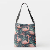 Roze Flamingo Tropisch Patroon Gepersonaliseerd Crossbody Tas (Achterkant)