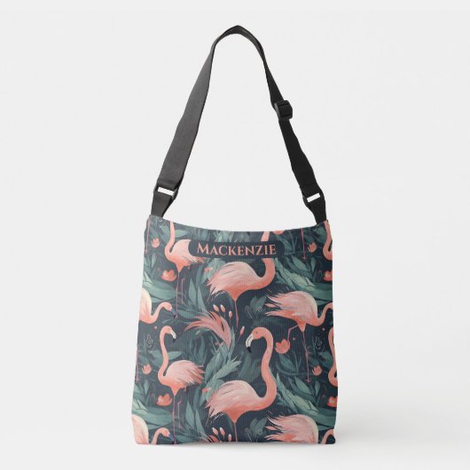 Roze Flamingo Tropisch Patroon Gepersonaliseerd Crossbody Tas (Voorkant)