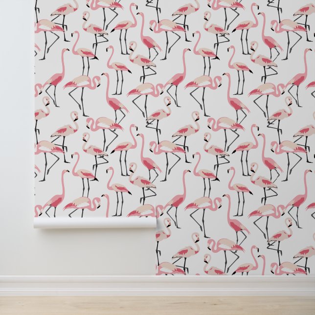 Roze Flamingo Tropisch strand Behang (Applicatie)
