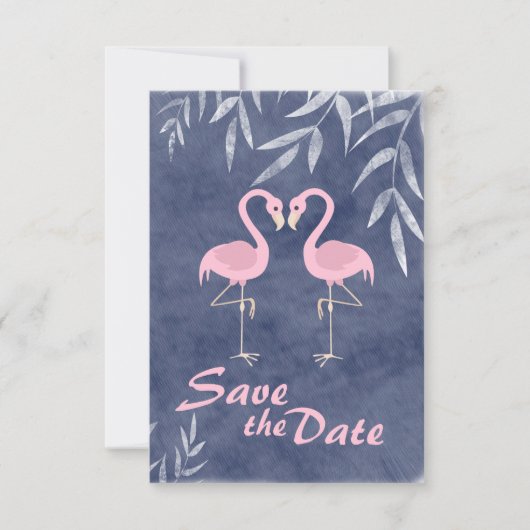 Roze Flamingo Tropisch Strand Bruiloft Save the Da Kaart (Voorkant)