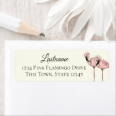 Roze Flamingo Tropisch strand Etiket (Insitu)