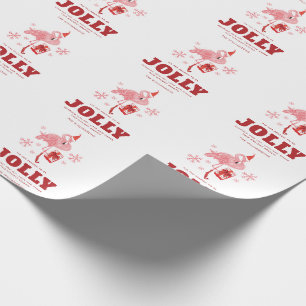 Roze Flamingo Tropisch Strand Jolly Feestelijk Cadeaupapier