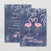 Roze Flamingo Tropisch Strand Trouwwens Uitnodigin Kaart (Voorkant / Achterkant)