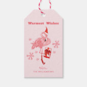 Roze Flamingo Tropisch Strand Vogel Kerstmis Cadeaulabel (Voorkant)