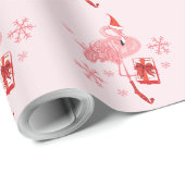 Roze Flamingo Tropisch Strand Vogel Kerstmis Cadeaupapier (Rol Hoek)