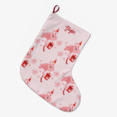 Roze Flamingo Tropisch Strand Vogel Kerstmis Custo Grote Kerstsok (Voorkant (Hangend))