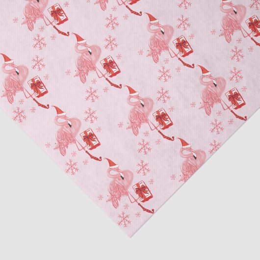 Roze Flamingo Tropisch Strand Vogel Kerstmis Tissuepapier (Detail)