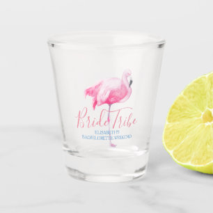 Roze flamingo tropisch vrijgezellenfeest shot glas