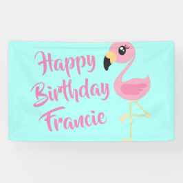 Roze Flamingo Tropische 1ste Verjaardagsfeestdecor Spandoek