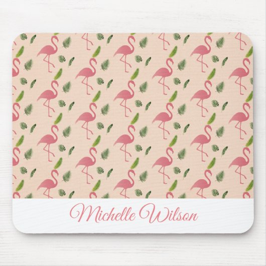 roze flamingo tropische aangepaste tekst muismat (Voorkant)