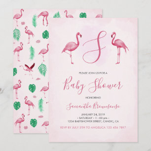 Roze Flamingo Tropische Baby Shower Kaart