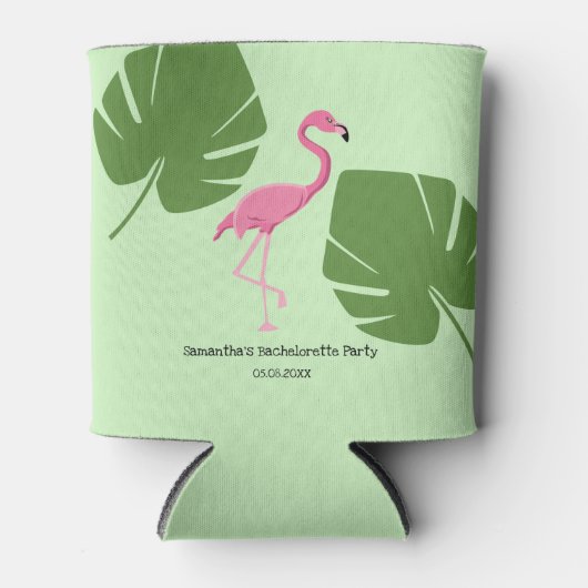Roze Flamingo Tropische Bachelorette op maat Blikjeskoeler (Voorkant)