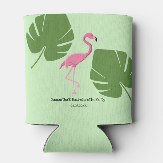 Roze Flamingo Tropische Bachelorette op maat Blikjeskoeler (Achterkant)