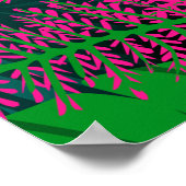 Roze flamingo. Tropische bladeren, roze vlinder, Poster (Hoek)