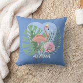 Roze Flamingo tropische bladpalm Kussen (Deken)